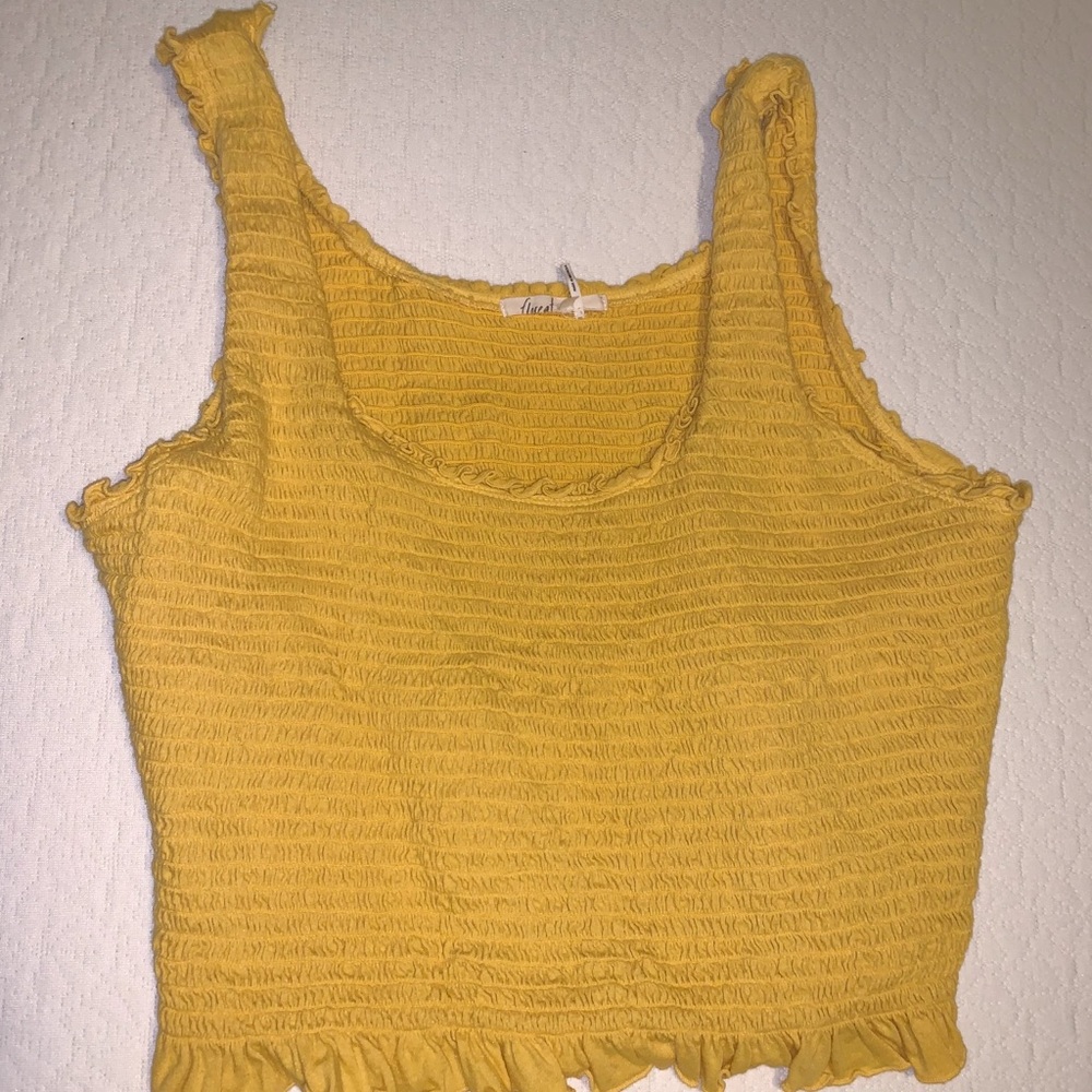 smocked yellow crop top (Anthropologie)